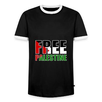 Free palestine - T-shirt contrasté Homme - noir/blanc - Devant - AI Model Female 172 light (172cm) & AI Model Male 178 light (178cm)