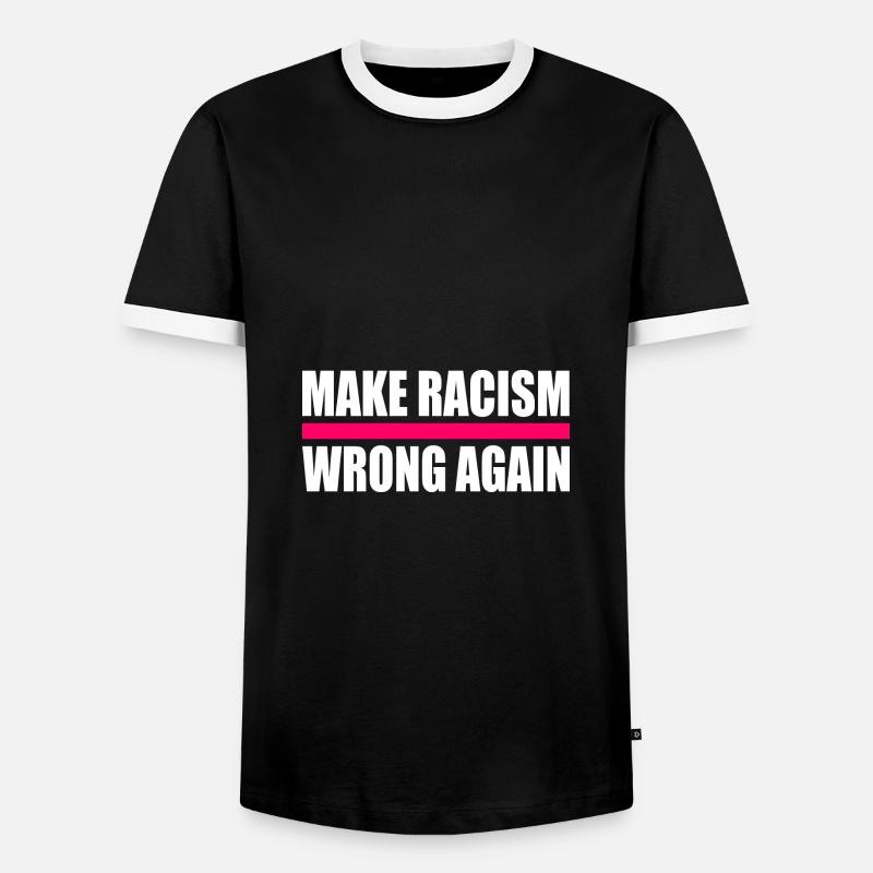 make racism wrong again - Men's Ringer Shirt - black/white
