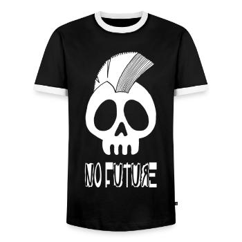 White punk skull - Men's Ringer Shirt - black/white - Front - AI Model Female 172 light (172cm) & AI Model Male 178 light (178cm)