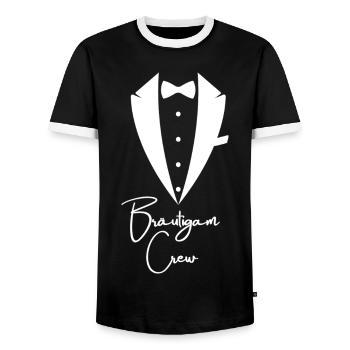 Équipe de mariés pour la fête de garçon - T-shirt contrasté Homme - noir/blanc - Devant - AI Model Female 172 light (172cm) & AI Model Male 178 light (178cm)