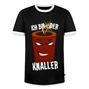Silvester Knaller Pyro Pyrotechnik Silvesterparty - Männer Kontrast-T-Shirt - Schwarz/Weiß - Vorne - AI Model Female 172 light (172cm) & AI Model Male 178 light (178cm)