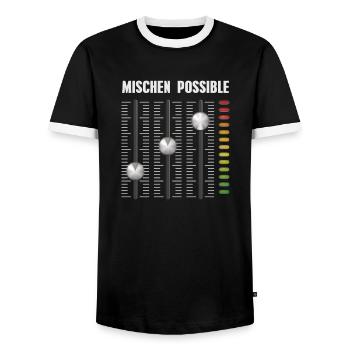 Mischen Possible - Männer Kontrast-T-Shirt - Schwarz/Weiß - Vorne - AI Model Female 172 light (172cm) & AI Model Male 178 light (178cm)
