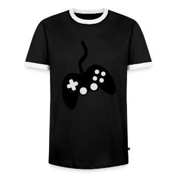 controller_play_f2 - T-shirt contrasté Homme - noir/blanc - Devant - AI Model Female 172 light (172cm) & AI Model Male 178 light (178cm)