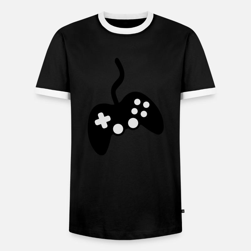 controller_play_f2 - Men's Ringer Shirt - black/white