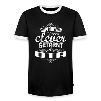 Super OTA - Männer Kontrast-T-Shirt - Schwarz/Weiß - Vorne - AI Model Female 172 light (172cm) & AI Model Male 178 light (178cm)