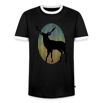 Hirsch - Männer Kontrast-T-Shirt - Schwarz/Weiß - Vorne - AI Model Female 172 light (172cm) & AI Model Male 178 light (178cm)