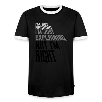 I m not arguing - Men's Ringer Shirt - black/white - Front - AI Model Female 172 light (172cm) & AI Model Male 178 light (178cm)