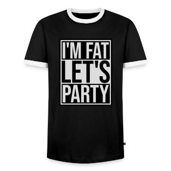im fat lets party - Männer Kontrast-T-Shirt - Schwarz/Weiß - Vorne - AI Model Female 172 light (172cm) & AI Model Male 178 light (178cm)