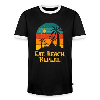 Eat Beach Repeat Ocean Hobby Beach Lover Pastime - Männer Kontrast-T-Shirt - Schwarz/Weiß - Vorne - AI Model Female 172 light (172cm) & AI Model Male 178 light (178cm)