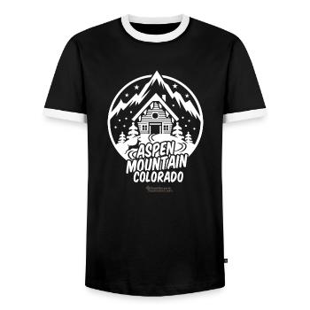 Station de ski d’Aspen Mountain - T-shirt contrasté Homme - noir/blanc - Devant - AI Model Female 172 light (172cm) & AI Model Male 178 light (178cm)