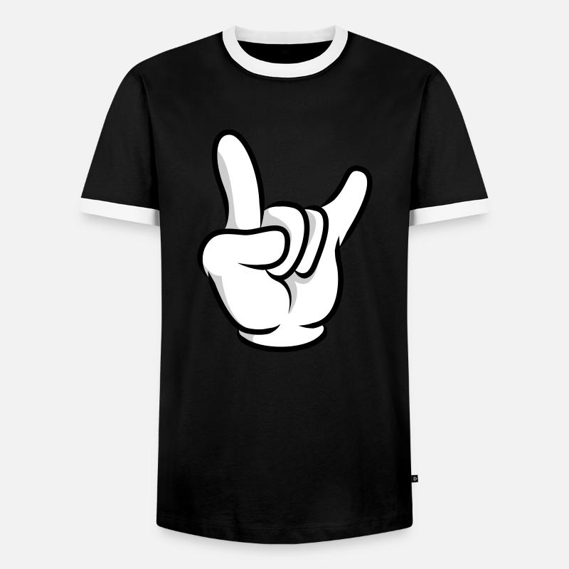 Hand icon - Men's Ringer Shirt - black/white