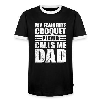 Mon joueur de croquet préféré m’appelle papa père d - T-shirt contrasté Homme - noir/blanc - Devant - AI Model Female 172 light (172cm) & AI Model Male 178 light (178cm)