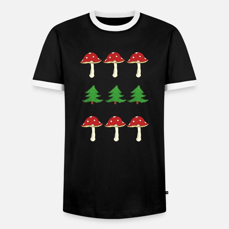 Toadstools and forest - Men's Ringer Shirt - black/white