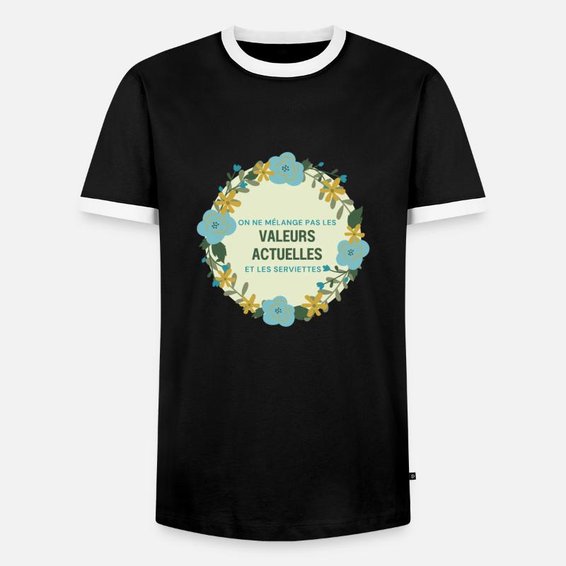 Current Values and Towels - Men's Ringer Shirt - black/white