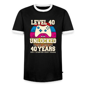 Original 1984 40 Jahre Level 40 Freischalten - Männer Kontrast-T-Shirt - Schwarz/Weiß - Vorne - AI Model Female 172 light (172cm) & AI Model Male 178 light (178cm)