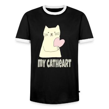 my catheart - Men's Ringer Shirt - black/white - Front - AI Model Female 172 light (172cm) & AI Model Male 178 light (178cm)