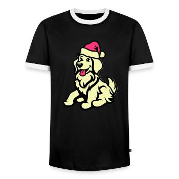Chien Bande Dessinée Animal Noël - T-shirt contrasté Homme - noir/blanc - Devant - AI Model Female 172 light (172cm) & AI Model Male 178 light (178cm)