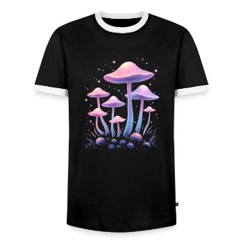 Magische Pilze Design - Mystischer Wald - Männer Kontrast-T-Shirt - Schwarz/Weiß - Vorne - AI Model Female 172 light (172cm) & AI Model Male 178 light (178cm)