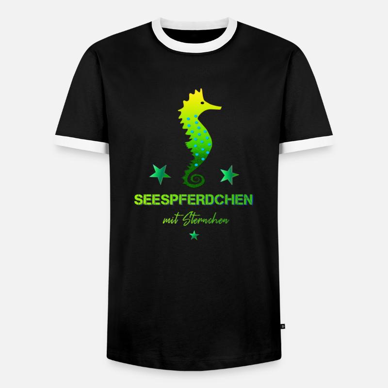 Seepferdchen mit Sternchen Schwimmabzeichen - Männer Kontrast-T-Shirt - Schwarz/Weiß