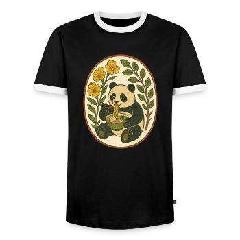 Ramen Panda - Men's Ringer Shirt - black/white - Front - AI Model Female 172 light (172cm) & AI Model Male 178 light (178cm)
