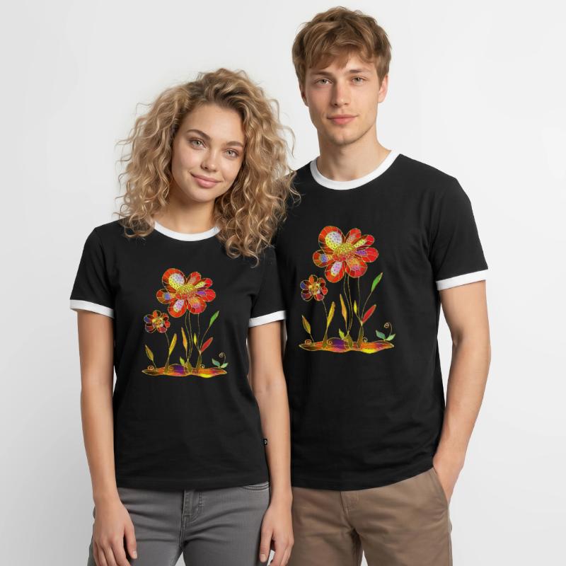 Fleur T-shirt contrasté Homme