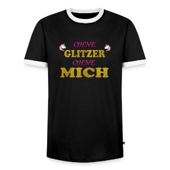 Ohne Glitzer ohne mich Unicorn - Männer Kontrast-T-Shirt - Schwarz/Weiß - Vorne - AI Model Female 172 light (172cm) & AI Model Male 178 light (178cm)