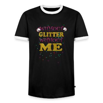 WITHOUT GLITTER WITHOUT ME - Männer Kontrast-T-Shirt - Schwarz/Weiß - Vorne - AI Model Female 172 light (172cm) & AI Model Male 178 light (178cm)