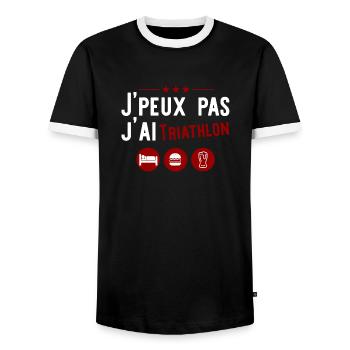 J'ai triathlon t-shirt humour alcool - T-shirt contrasté Homme - noir/blanc - Devant - AI Model Female 172 light (172cm) & AI Model Male 178 light (178cm)