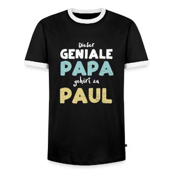 Dieser Geniale Papa Gehört Zu Paul - Männer Kontrast-T-Shirt - Schwarz/Weiß - Vorne - AI Model Female 172 light (172cm) & AI Model Male 178 light (178cm)