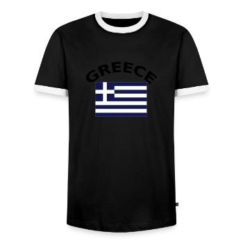 Greece, Greece, flag, flag - Men's Ringer Shirt - black/white - Front - AI Model Female 172 light (172cm) & AI Model Male 178 light (178cm)
