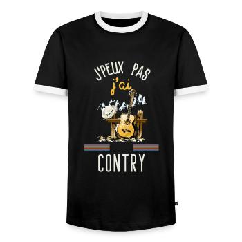 J peux pas j ai contry - T-shirt contrasté Homme - noir/blanc - Devant - AI Model Female 172 light (172cm) & AI Model Male 178 light (178cm)