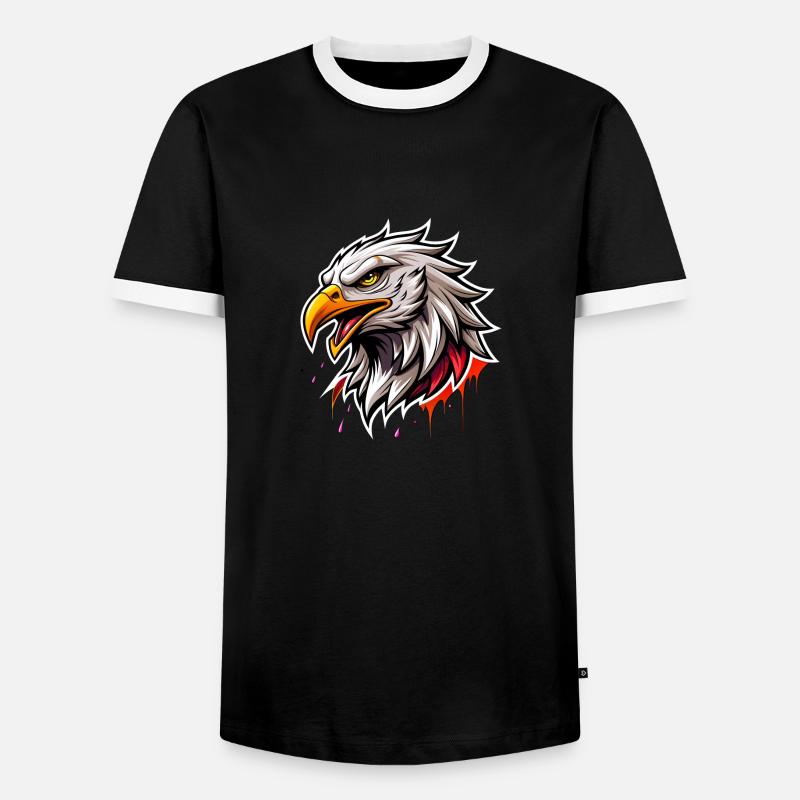 eagle head - Men's Ringer Shirt - black/white