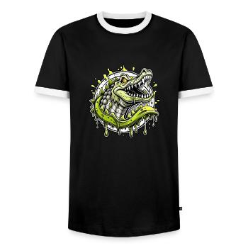 crocodile - Männer Kontrast-T-Shirt - Schwarz/Weiß - Vorne - AI Model Female 172 light (172cm) & AI Model Male 178 light (178cm)