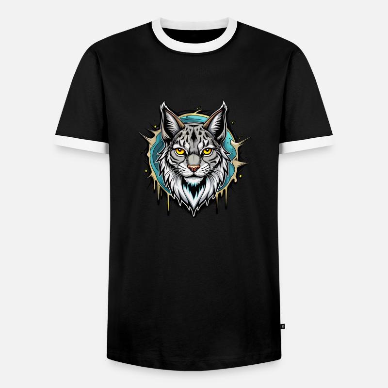 Luchs - Männer Kontrast-T-Shirt - Schwarz/Weiß