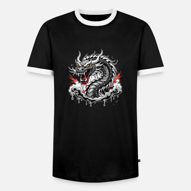 Long - Men's Ringer Shirt - black/white
