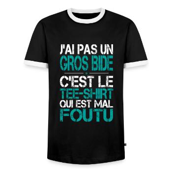 J'ai pas un gros bide - Tee-shirt mal foutu - T-shirt contrasté Homme - noir/blanc - Devant - AI Model Female 172 light (172cm) & AI Model Male 178 light (178cm)