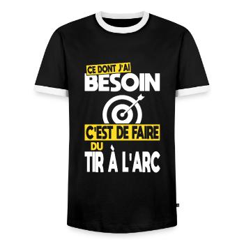 Ce dont j'ai besoin c'est de faire du Tir à l'arc - T-shirt contrasté Homme - noir/blanc - Devant - AI Model Female 172 light (172cm) & AI Model Male 178 light (178cm)