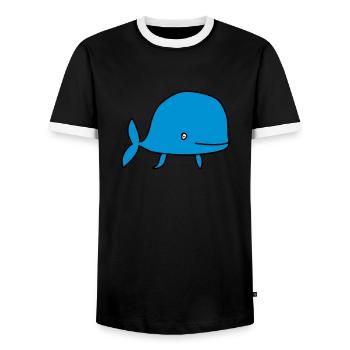 Whale / Wal / Baleine /Baby / Bébé / Birth [S] - Men's Ringer Shirt - black/white - Front - AI Model Female 172 light (172cm) & AI Model Male 178 light (178cm)