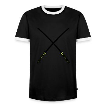 Katana Samurai épées croisées - T-shirt contrasté Homme - noir/blanc - Devant - AI Model Female 172 light (172cm) & AI Model Male 178 light (178cm)