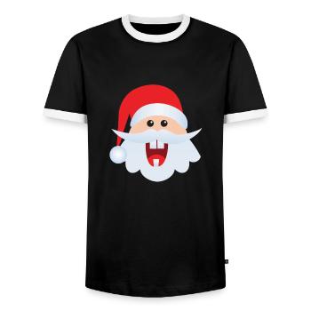 Funny Santa Claus! Funny Santa Claus - Men's Ringer Shirt - black/white - Front - AI Model Female 172 light (172cm) & AI Model Male 178 light (178cm)