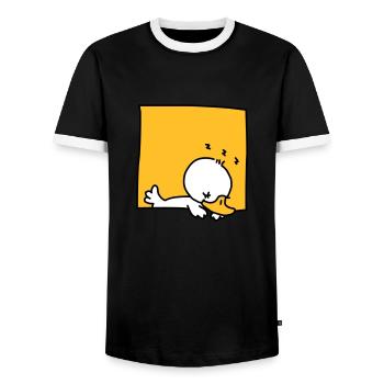 little duck sleeping (3 colors) - Men's Ringer Shirt - black/white - Front - AI Model Female 172 light (172cm) & AI Model Male 178 light (178cm)