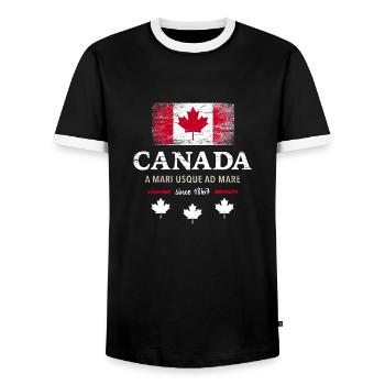 Canada Kanada Amerika maple leaf Flagge Fahne - Männer Kontrast-T-Shirt - Schwarz/Weiß - Vorne - AI Model Female 172 light (172cm) & AI Model Male 178 light (178cm)
