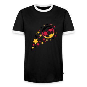 fußball design - Männer Kontrast-T-Shirt - Schwarz/Weiß - Vorne - AI Model Female 172 light (172cm) & AI Model Male 178 light (178cm)