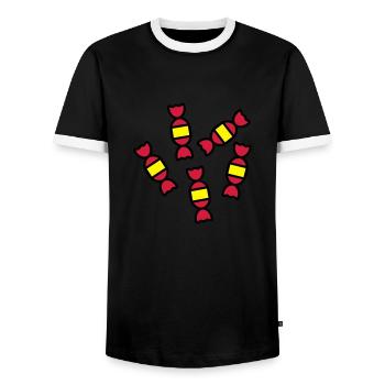 bonbons_2_f3 - T-shirt contrasté Homme - noir/blanc - Devant - AI Model Female 172 light (172cm) & AI Model Male 178 light (178cm)