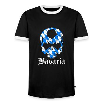 Bayern Totenkopf Geschenk Fussball Heimat stolz - Männer Kontrast-T-Shirt - Schwarz/Weiß - Vorne - AI Model Female 172 light (172cm) & AI Model Male 178 light (178cm)