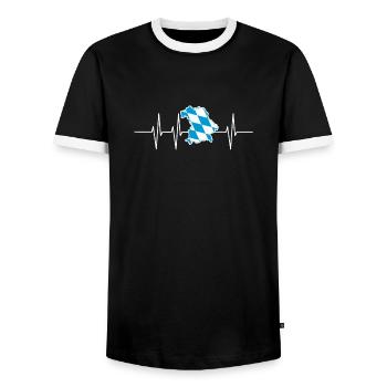 Bayern Herzschlag Geschenk Frequenz Bier stolz - Männer Kontrast-T-Shirt - Schwarz/Weiß - Vorne - AI Model Female 172 light (172cm) & AI Model Male 178 light (178cm)