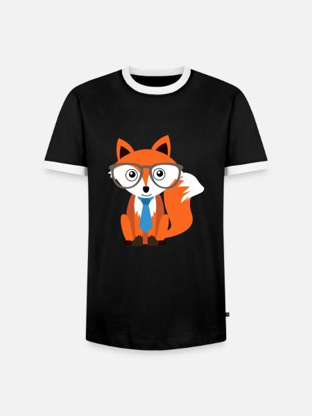 Fuchs - Männer Kontrast-T-Shirt - Schwarz/Weiß