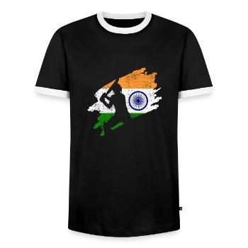 Cricket indien indien - T-shirt contrasté Homme - noir/blanc - Devant - AI Model Female 172 light (172cm) & AI Model Male 178 light (178cm)
