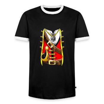 Pirate costume disguise pirate costume Halloween - Men's Ringer Shirt - black/white - Front - AI Model Female 172 light (172cm) & AI Model Male 178 light (178cm)