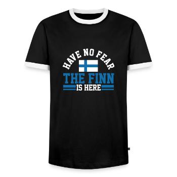 Finlande en finnois - T-shirt contrasté Homme - noir/blanc - Devant - AI Model Female 172 light (172cm) & AI Model Male 178 light (178cm)